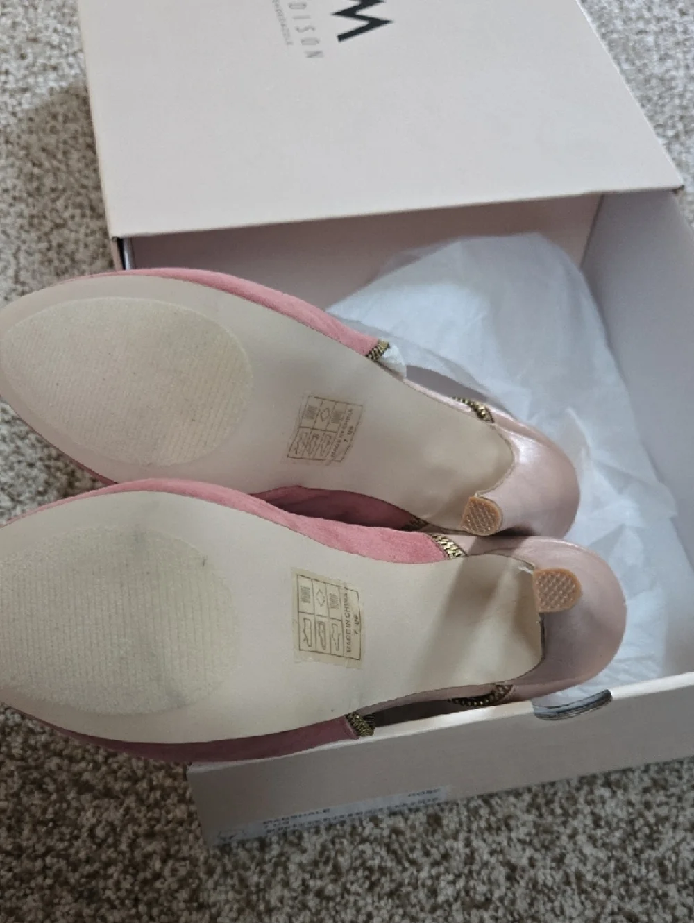 Madison Park Two-Tone Pink Suede & Leather High Heel Ankle Booties - Picture 3 of 5